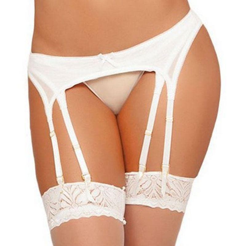 parine.pl 2160 Biały / XL Pas Do Pończoch Z Podwójnymi Zapięcami