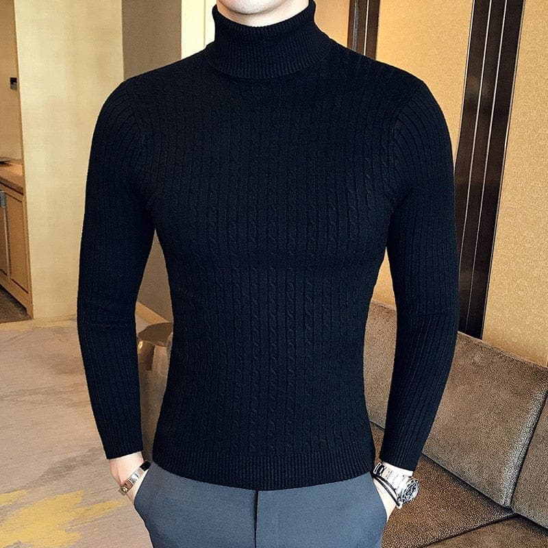 parine.pl Czarny / XS Pleciony Longsleeve Męski Z Bawełny