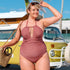 parine.pl Różowy / L Plus Size Bikini W Jednolitym Kolorze