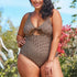parine.pl Brązowy / 4XL Plus Size Bikini W Kratkę Z Kokardą
