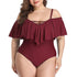 parine.pl Ciemnoczerwony / 5XL Plus Size Bikini Z Falbaną