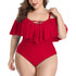 parine.pl Czerwony / 5XL Plus Size Bikini Z Falbaną