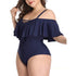 parine.pl Granatowy / 5XL Plus Size Bikini Z Falbaną