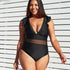 parine.pl Czarny / L Plus Size Bikini Z Falbanką I Siateczką