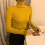 parine.pl Odzież > Sweter Żółty / Uniwersalny Prążkowany Sweter Z Długim Golfem