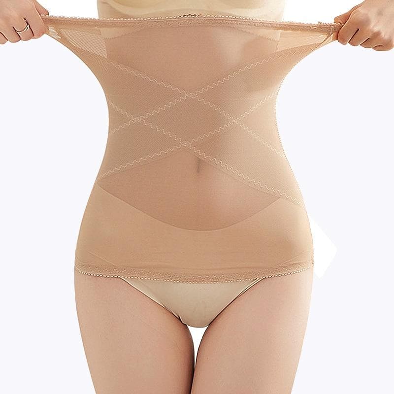parine.pl 1578 Beżowy / XL Prosty Transparentny Gorset Wyszczuplający