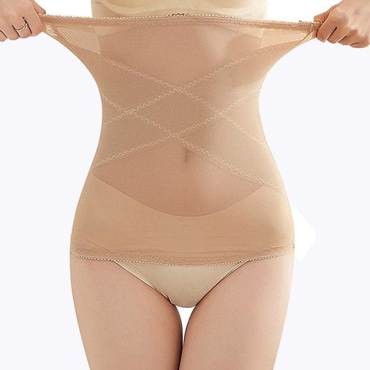 parine.pl 1578 Beżowy / XL Prosty Transparentny Gorset Wyszczuplający