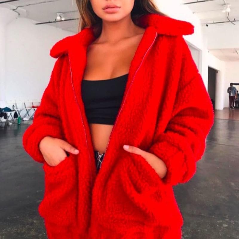 parine.pl Odzież > Bluza Czerwony / S Rozpinana Bluza Oversize