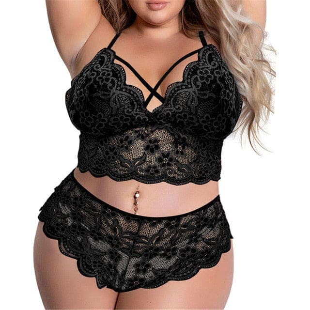 parine.pl Czarny / XL Seksowny Komplet Bielizny Koronkowej Push Up