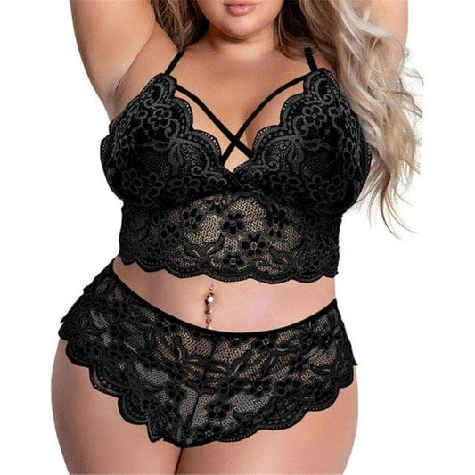 parine.pl Czarny / XL Seksowny Komplet Bielizny Koronkowej Push Up