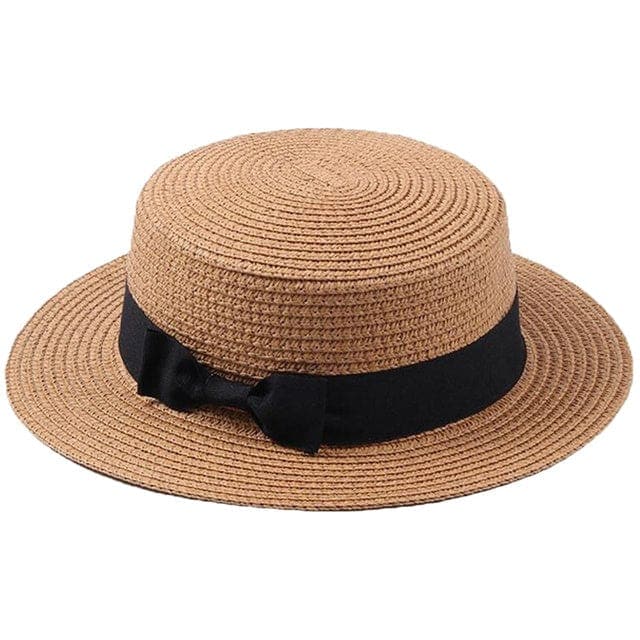parine.pl Beżowy / 55-58 cm Słomiany Kapelusz Plażowy Z Kokardą