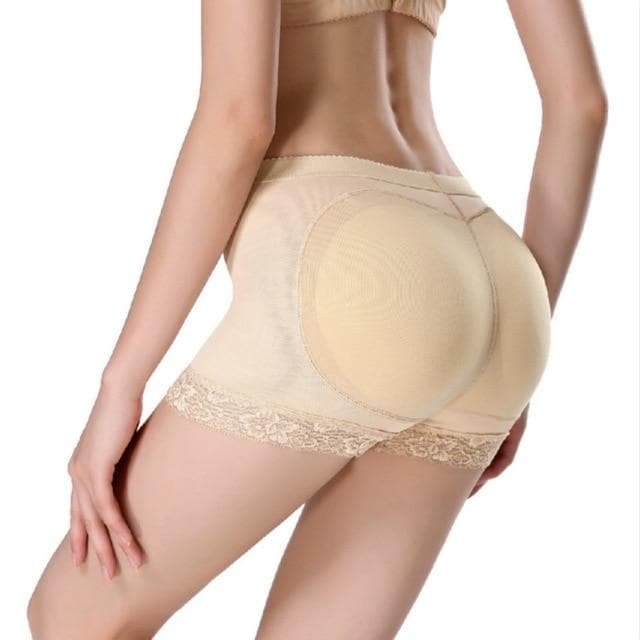 parine.pl 1772 Beżowy / S Spodenki Push Up Z Koronkowym Wykończeniem