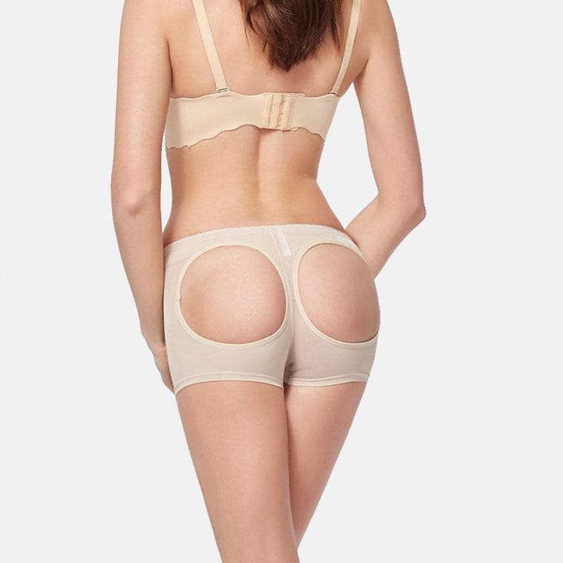 parine.pl 1772 Beżowy / XXL Szorty Push Up Z Otworami Na Pośladki