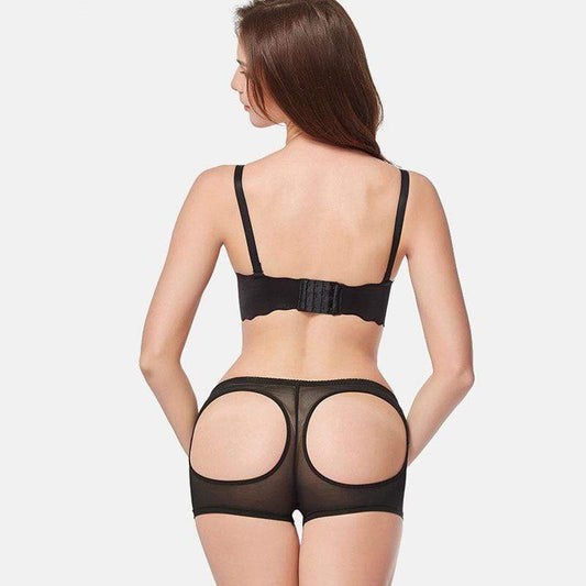 parine.pl 1772 Czarny / S Szorty Push Up Z Otworami Na Pośladki