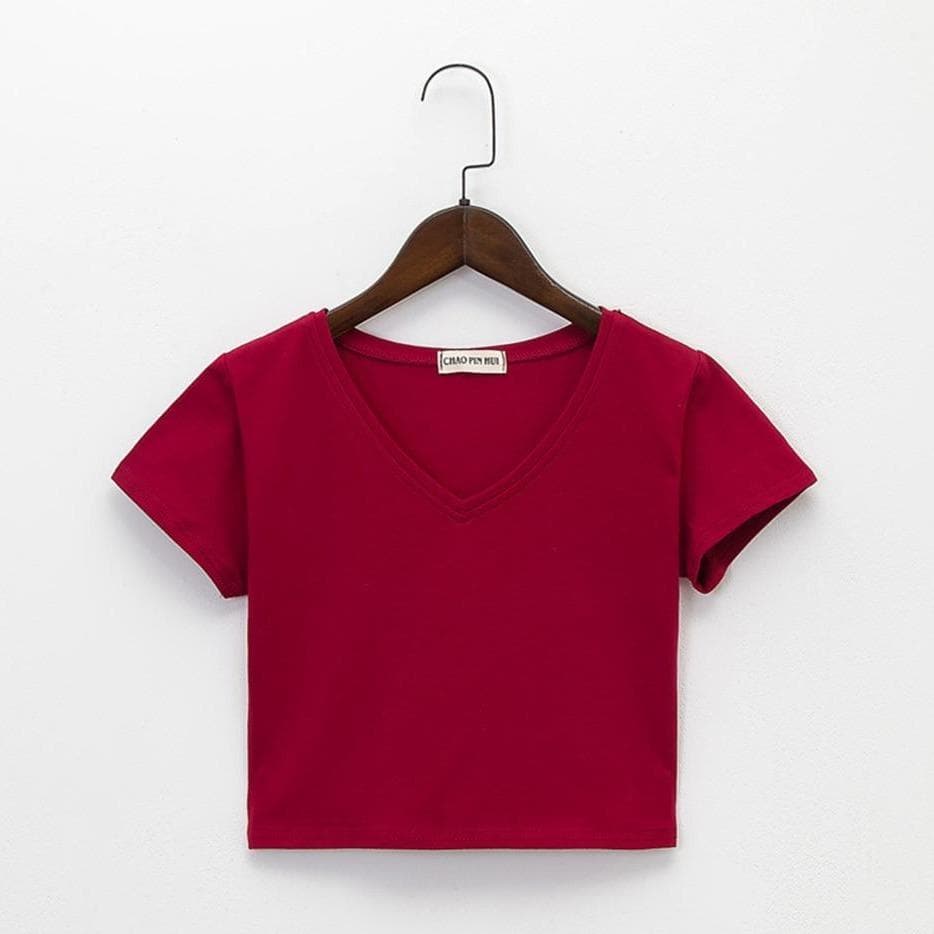 parine.pl Odzież > Koszulka Ciemnoczerwony / S T-shirt W Serek