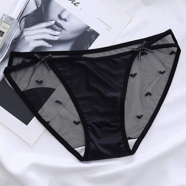 parine.pl 1772 Czarny / L Transparentne Figi W Serca