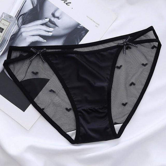 parine.pl 1772 Czarny / L Transparentne Figi W Serca