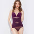 parine.pl 1578 Fioletowy / L Transparentne Wyszczuplające Body