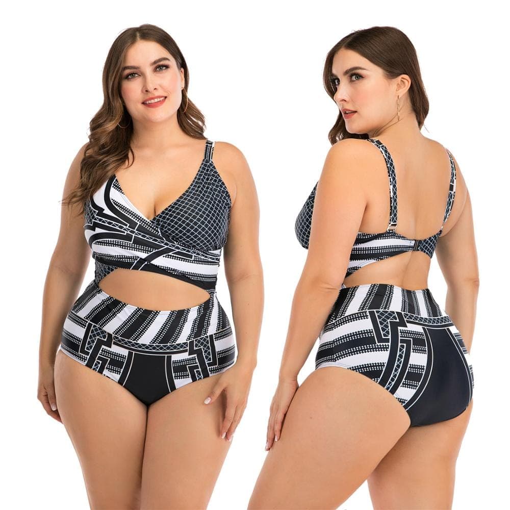 parine.pl Czarny 1 / L Wzorzyste Plus Size Bikini