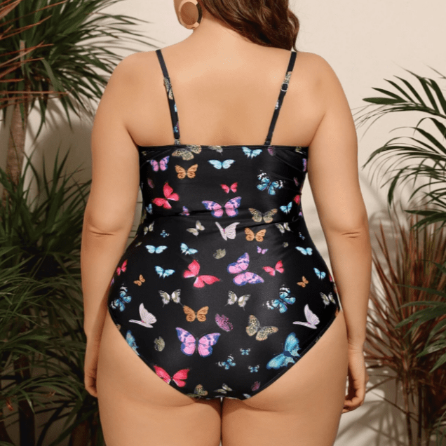 parine.pl Wzorzyste Plus Size Bikini Z Falbankami