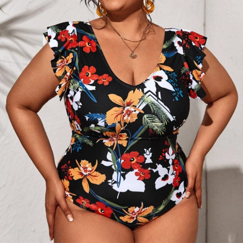parine.pl Wzór 4 / 3XL Wzorzyste Plus Size Bikini Z Falbankami