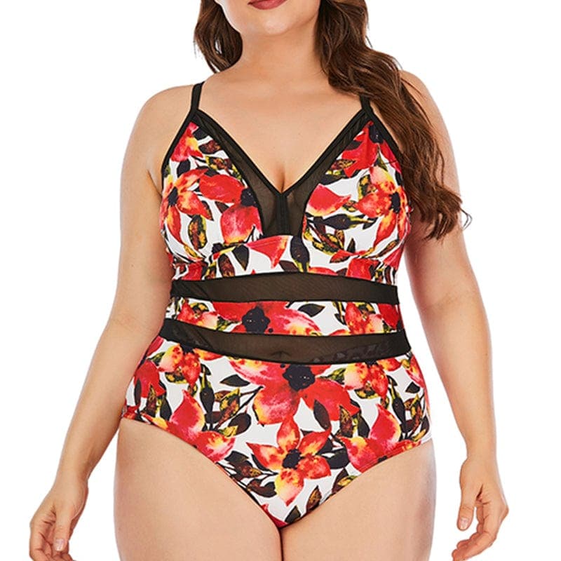 parine.pl Wzór 5 / XXL Wzorzyste Plus Size Bikini Z Falbankami