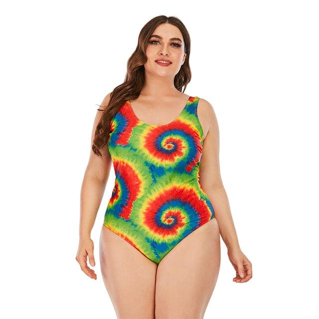 parine.pl Wzór 6 / 4XL Wzorzyste Plus Size Bikini Z Falbankami