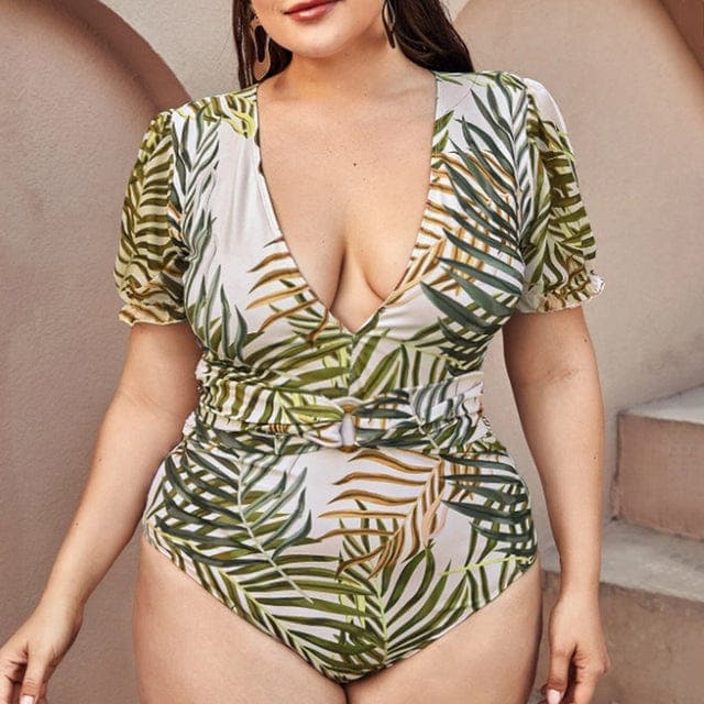 parine.pl Wzór 8 / XXL Wzorzyste Plus Size Bikini Z Falbankami