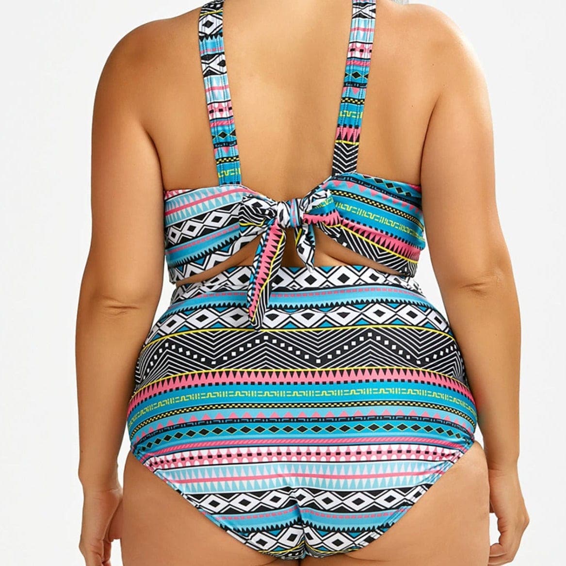 parine.pl Wzorzyste Plus Size Bikini Z Wycięciem Na Dekolcie