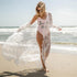 parine.pl Biały / XL Zwiewne Koronkowe Kimono Plażowe